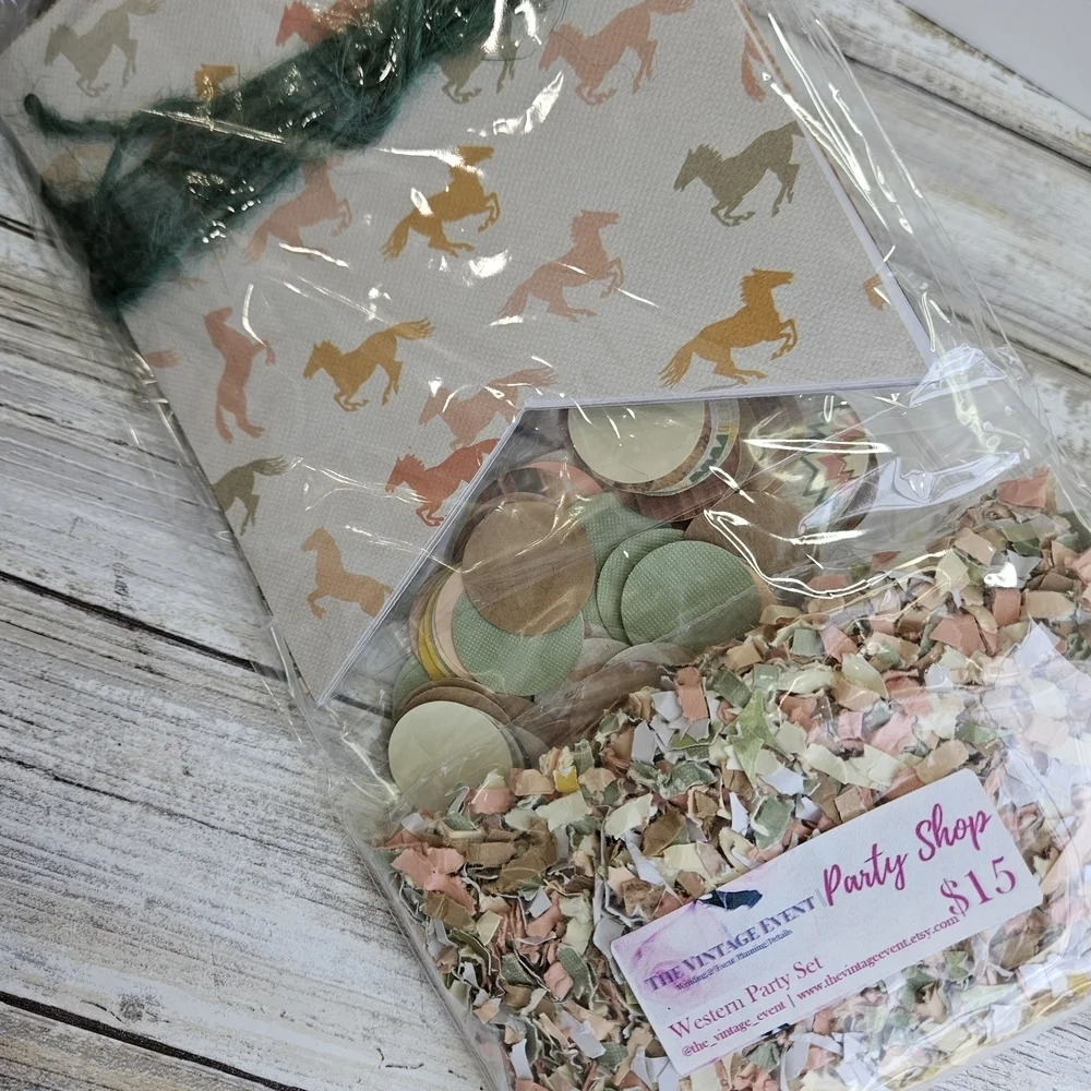 Horse Pattern Party Set with Green Details